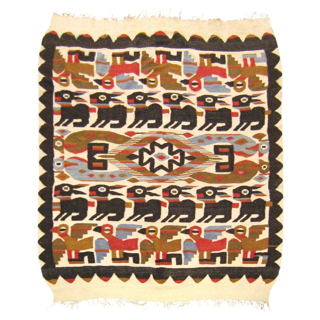 1930s Vintage Peruvian Flat-Weave Rug-5’3"x8’8" For Sale
