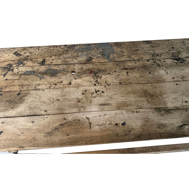 Exceptional 9 Ft Antique French Primitive 2-Drawer Work Table For Sale - Image 14 of 16