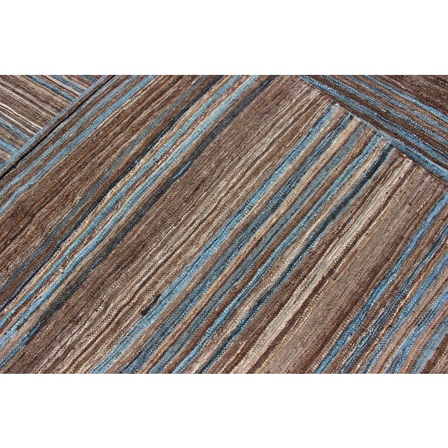 Blue and Brown Flat-Weave Large Kilim for Modern Interiors or Classic Design For Sale - Image 12 of 13