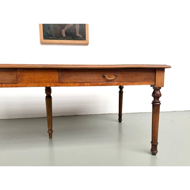 Farmhouse Table with Five Beech Legs and Four Drawers, 1950s For Sale - Image 3 of 18