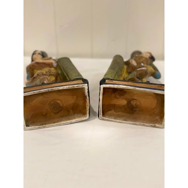 Pair of Vintage Ceramic Borghini LaCrima Christi Harlequin Empty Bottle Decanters. Made as bookends but could also be used...