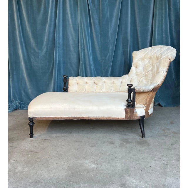 19th Century French 19th Century Chaise With Wooden Arm Details For Sale - Image 5 of 12