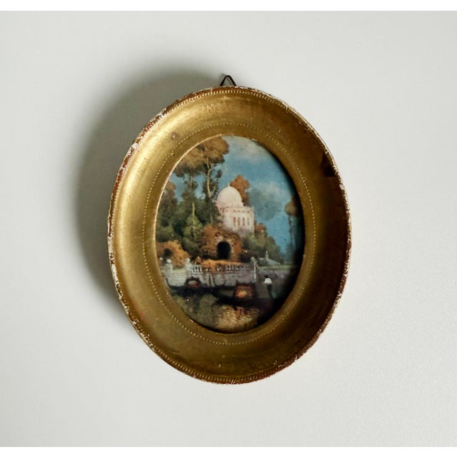 Rustic European Miniature Florentine Landscape in Gilt Frame For Sale - Image 3 of 7