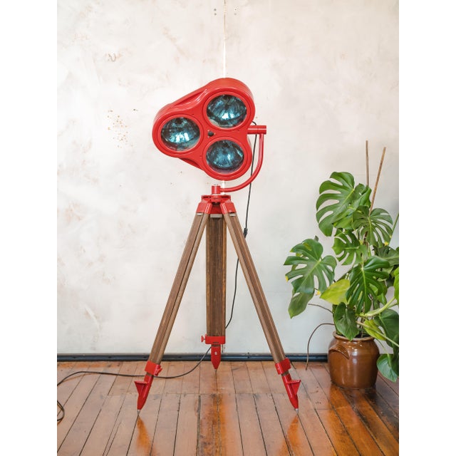 Surgical Hospital Spotlight Floor Lamp on Wooden Tripod from Heraeus Hanaulux, 1990s For Sale - Image 16 of 16