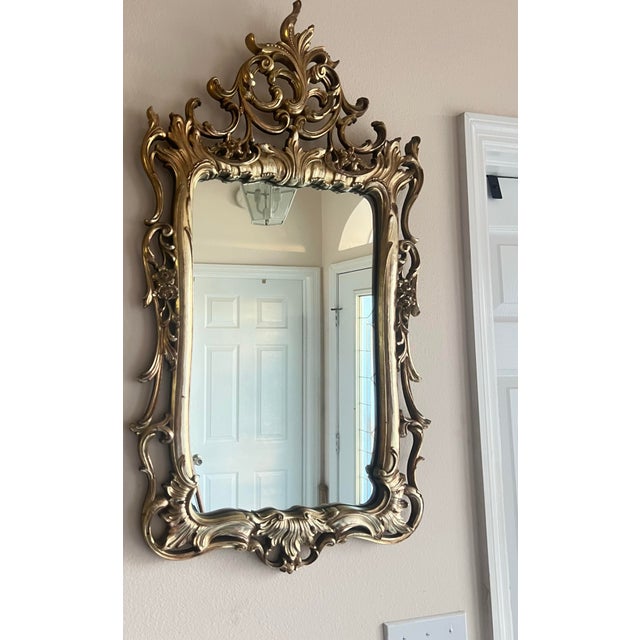 Wood Vintage Rococo Style Gold Mirror For Sale - Image 7 of 9