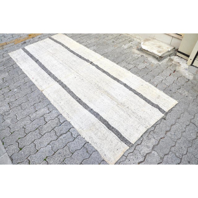 Turkish Vintage Handmade Turkish Stripe Kilim Rug For Sale - Image 3 of 11