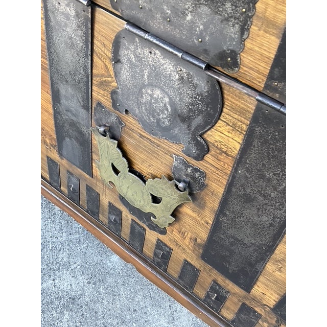 Vintage Asian Hammered Hardware Tansu Cabinet For Sale In West Palm - Image 6 of 12