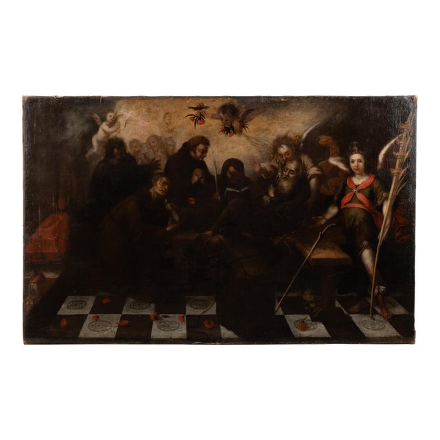 17th C. Original Oil on Canvas Painting of Passing & Last Communion of St.Jerome For Sale