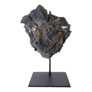 Late 20th Century Small Crystal Rock Specimen With Iron Custom Stand