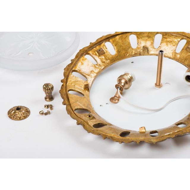 Bronze 1950s Spanish Neo-Rococo Solid Bronze Flush Mount Ceiling Light For Sale - Image 8 of 10