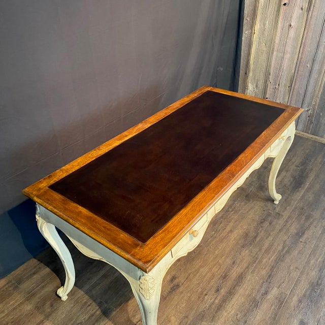 French Provincial Louis XV Style Paint Decorated Writing Desk For Sale - Image 10 of 14