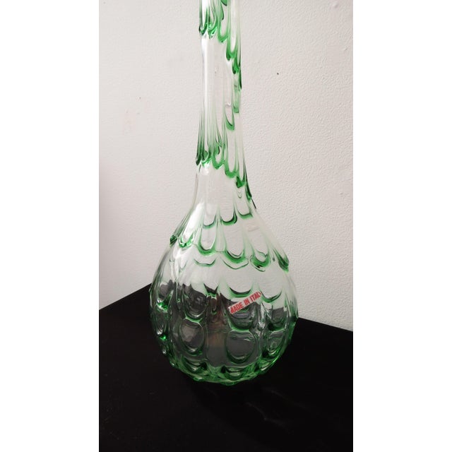 Murano Emerald Green and Clear Vintage Italian Murano Art Glass Vase, McM, Ca. 1960's. For Sale - Image 4 of 6