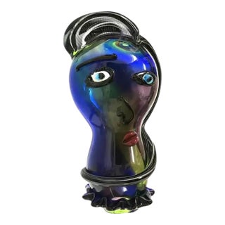 Murano Glass Pop Art Woman Head Sculpture For Sale