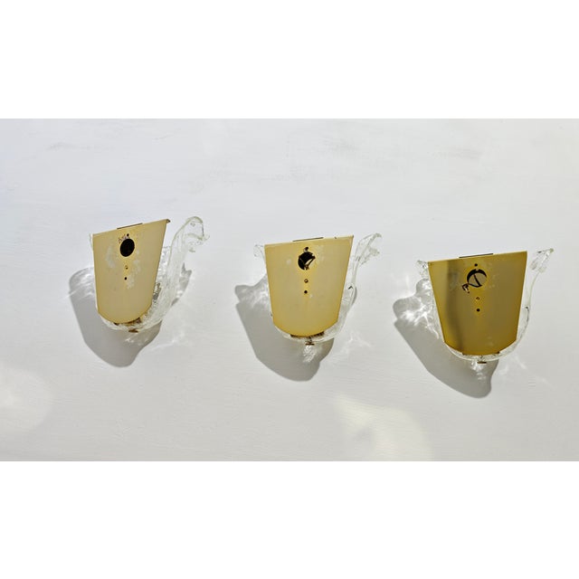 Vintage Italian Wall Lamps in Murano Glass and Gold Metal from La Murrina, 1970s, Set of 3 For Sale - Image 11 of 12