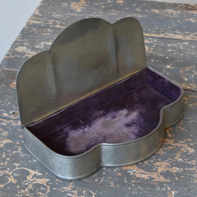 Silver Vintage Swedish Art Deco Pewter Tabletop Box With Sculpted Shell Finial by Guldsmedsaktiebolaget, Circa 1930s For Sale - Image 8 of 17