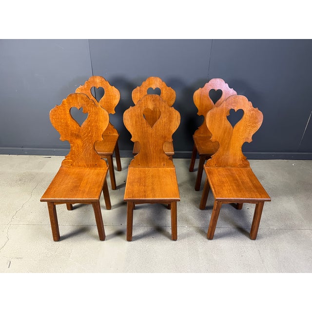 Vintage Brutalist Heart-Shaped Chairs, 1960s, Set of 6 For Sale - Image 9 of 11