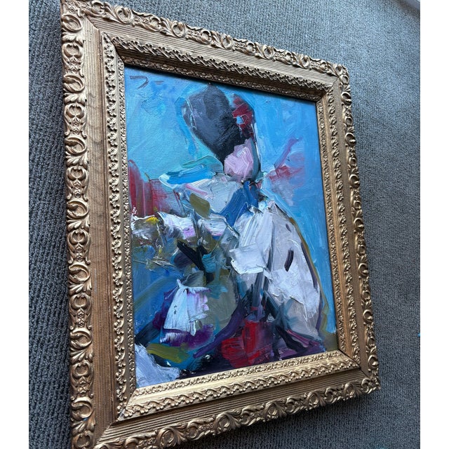 Gorgeous jewel toned and bright colors, wonderful texture, and masterful sense of light and movement. Oil on stretched...