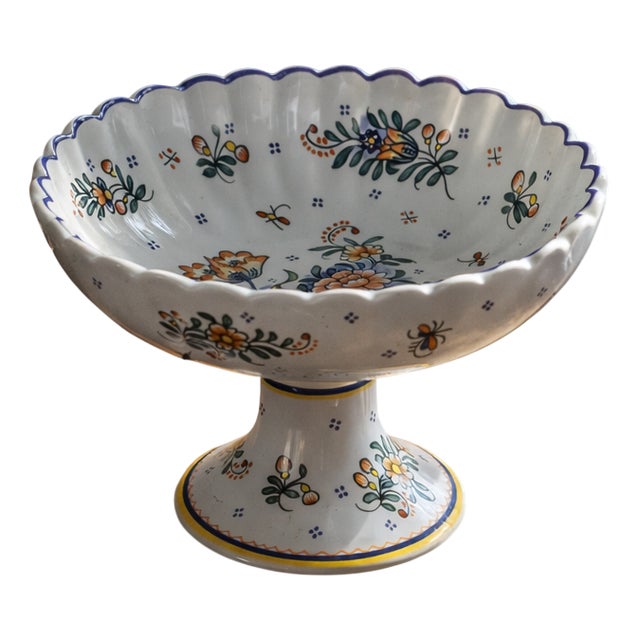 Vintage French Moustiers Pedestal Cup, 1950 For Sale