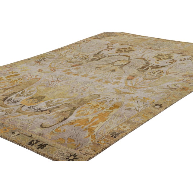 Rug & Kilim Rug & Kilim’s Persian Style Rug in Lavender With Brown and Gold Floral Patterns For Sale - Image 4 of 7