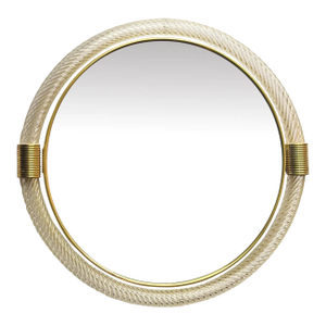 Venetian Round"Torgiglione-Torchon" Murano Glass Wall Mirror in Barovier Style
