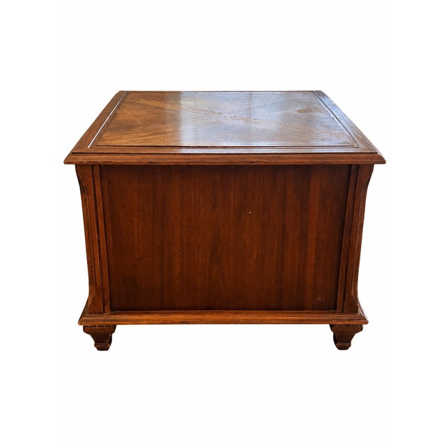 Vintage Spanish Revival Cane-Panel Storage End Table With Geometric Figured Top For Sale - Image 9 of 10