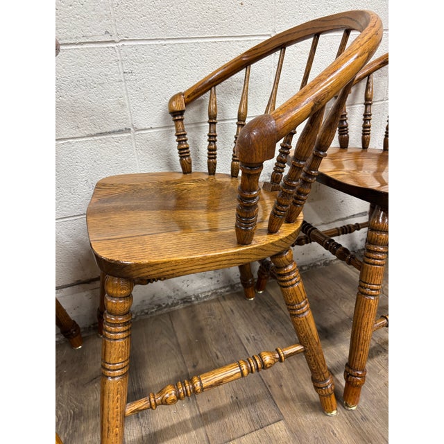 Brown Vintage Richardson Brothers Co Art Nouveau Colonial Style Windsor Dining Chairs For Sale - Image 8 of 14