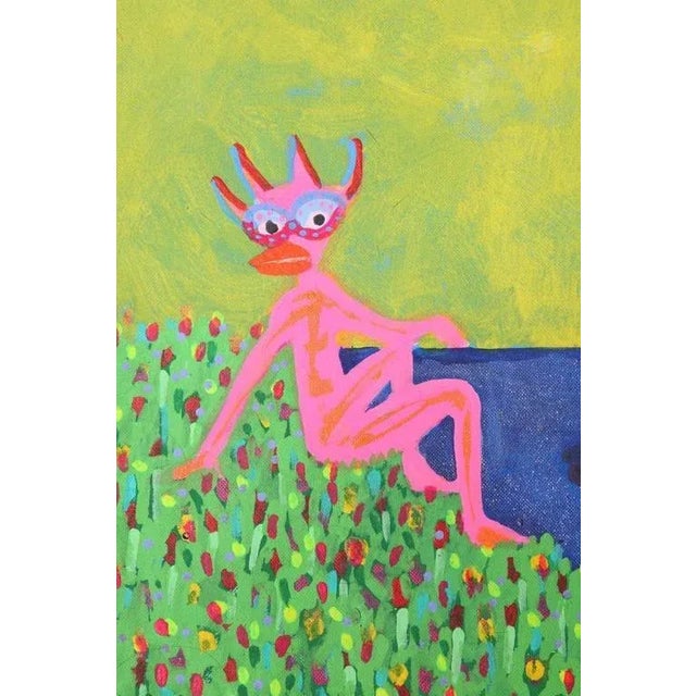 Contemporary 1999 “Habitat in Harmony” Neo Expressionist Folk Art Painting on Mixed Media by Julie Hermoso For Sale - Image 3 of 10