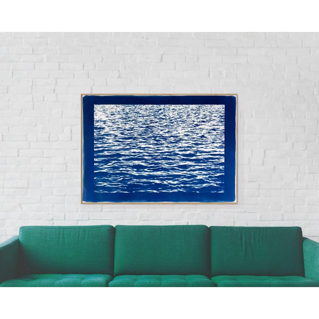 100x70cm/ Mediterranean Blue Sea Waves / Large Cyanotype Print on Watercolor Paper /Limited Edition / For Sale In Miami - Image 6 of 11