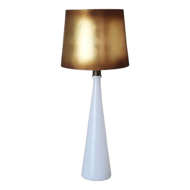 Vintage White Murano Glass Table Lamp, 1955 For Sale