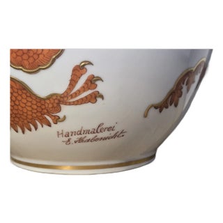 Large 16.5" Mid-Century Hertel-Jacob Bavaria Gilded Porcelain Ginger Jar – Signed E. Habenicht – Red Dragon Motif For Sale