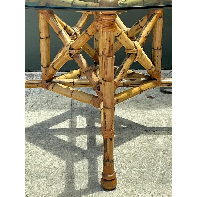 Wood Vintage Bamboo and Glass Dining Table For Sale - Image 7 of 12