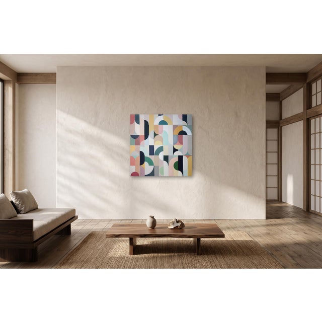 Ivory 2026, Art Deco Style, Bauhaus Painting on Canvas, Ivory and Black Transitions, Geometric Grid by Natalia Roman For Sale - Image 8 of 8