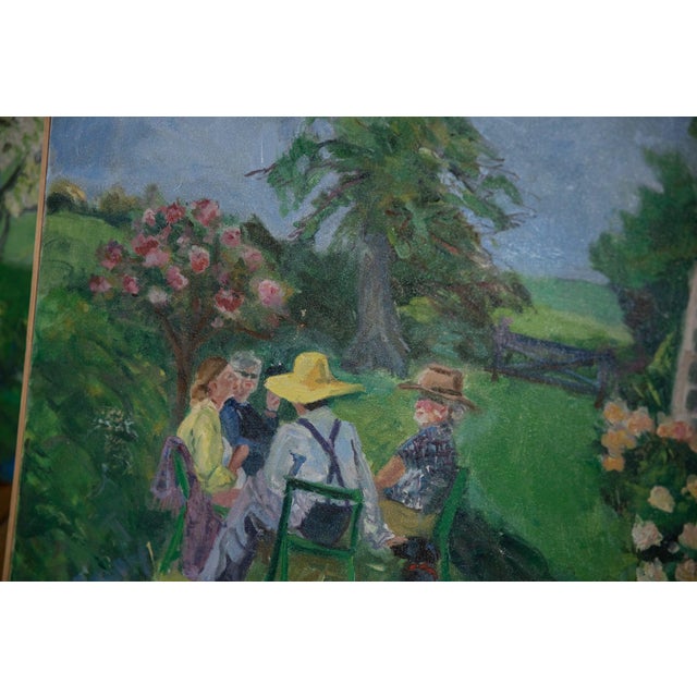 Old New House Grace B. Keogh Painting "Garden Lunch" For Sale - Image 4 of 6
