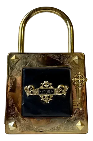 Vintage Padlock Key Box in Patinated Brass, 1980s
