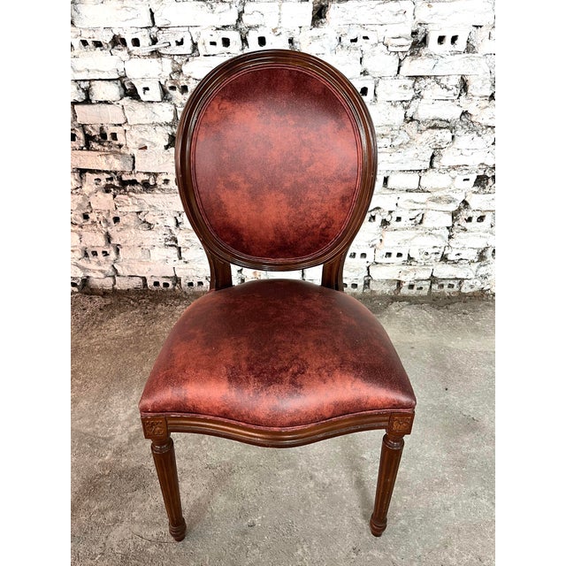 Mid 20th Century French Louis XVI Medallion Back Dining Chairs, Reupholstered - Set of 6 For Sale - Image 5 of 6