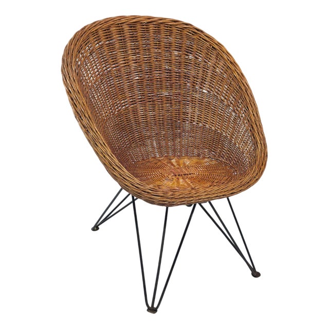 Dutch Rattan Chair by Teun Velthuizen for Urotan, 1950s For Sale