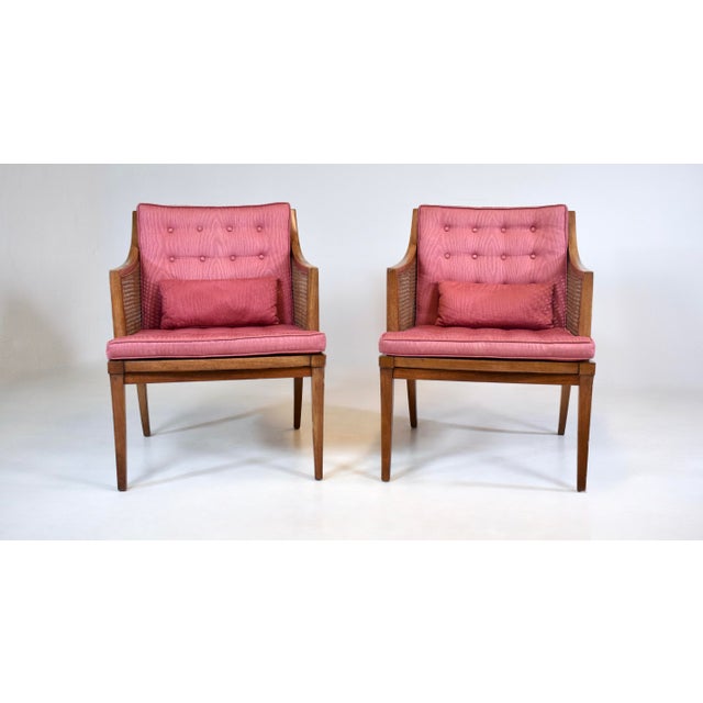 Mid-Century Modern Mid Century Modern Lounge Chairs by Erwin Lambeth, Cane & Mahogany For Sale - Image 3 of 11