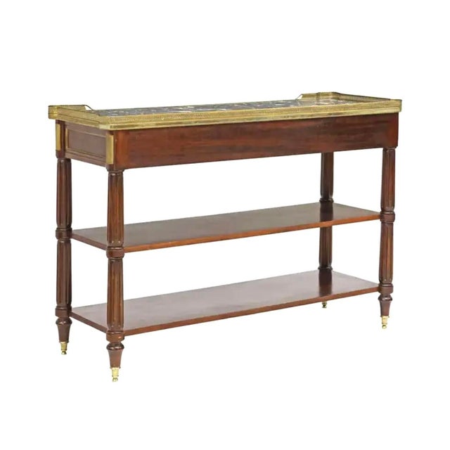 19th Century Louis XVI Style Etagere Server Brass Gallery and Marble Top For Sale - Image 10 of 10