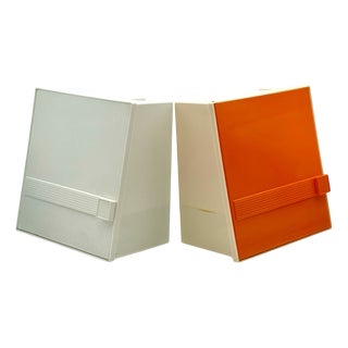 Vintage Orange and White Wall Cabinets from Flair, 1970s, Set of 2 For Sale
