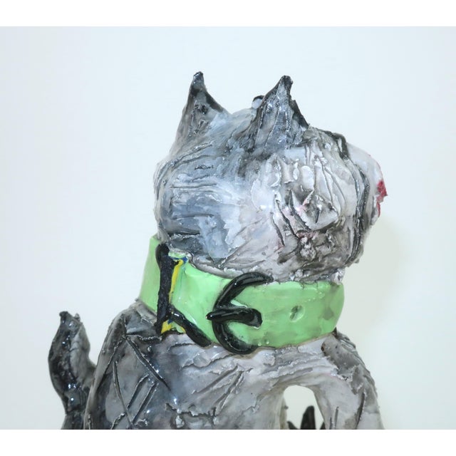 Gray Leslie Wallace Coon Ceramic Cat Folk Art Sculpture For Sale - Image 8 of 15
