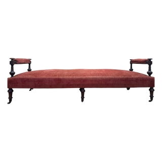 Napoleon III Bench in Turned Wood and Velvet For Sale