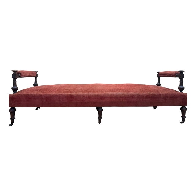 Napoleon III Bench in Turned Wood and Velvet For Sale