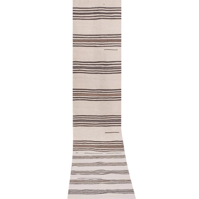 Mid-Century Modern 1960s Vintage Long Turkish Hemp Kilim Runner 2'6'' X 20' For Sale - Image 3 of 13