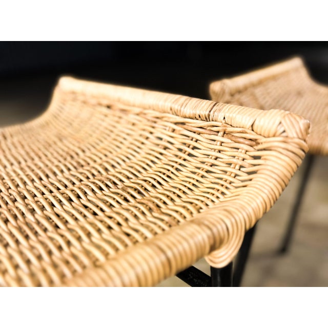 Pair of Caned Stools with Iron Frame by Carlo Hauner, Forma, Brazilian Modern, 1950s - Lot 851B For Sale - Image 9 of 13