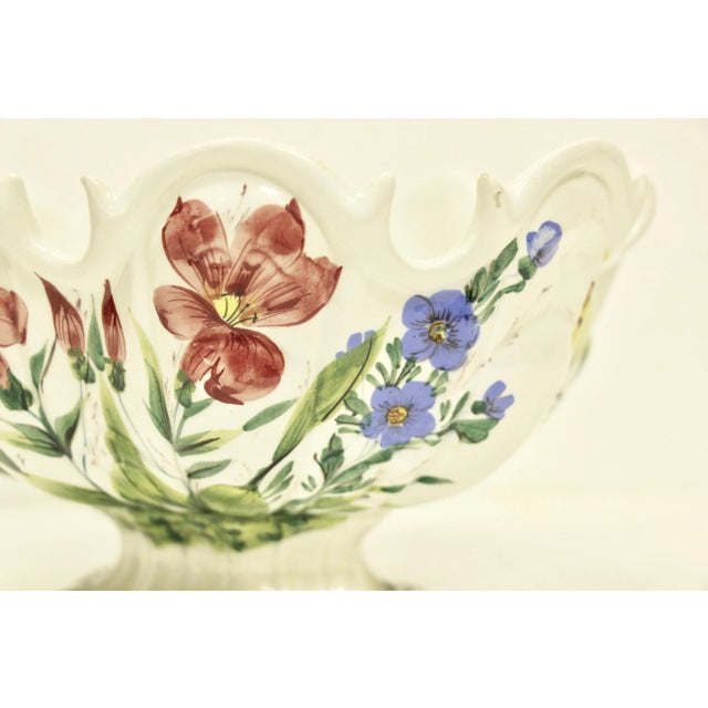 Italian Hand-Painted Floral Compote For Sale - Image 4 of 6