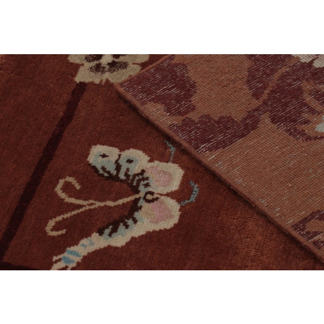 Red Rug & Kilim’s Chinese Art Deco Inspired Rug, Vibrant Florals & Figurals on Rust For Sale - Image 8 of 8