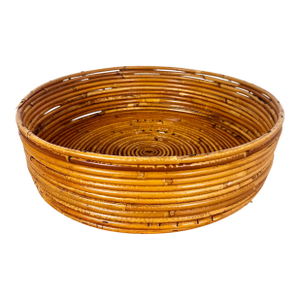 Vintage Pencil Reed Rattan Round Tray