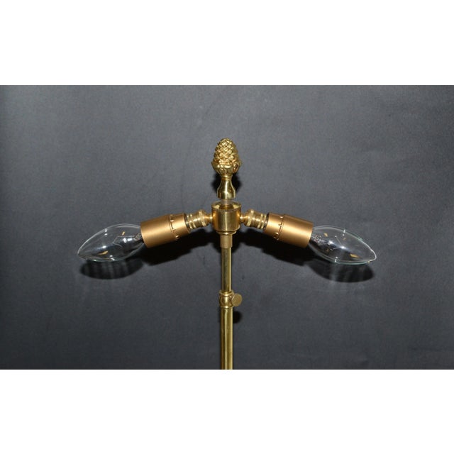 Maison Charles French Art Deco Lotus Bronze Table Lamp Black & Gold Shade - Pair For Sale - Image 11 of 13