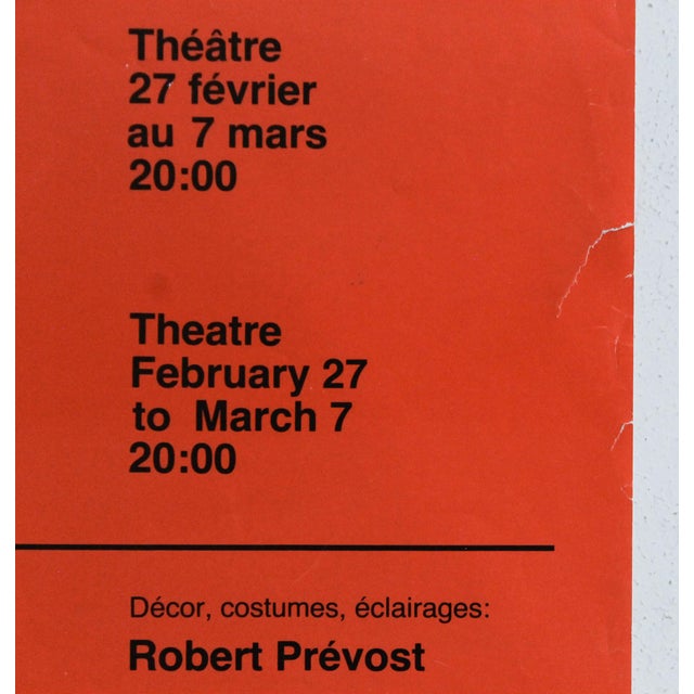 1981 Canadian Theatre Poster, La Puce À l'Oreille - Richard Saint-Germain For Sale - Image 4 of 4