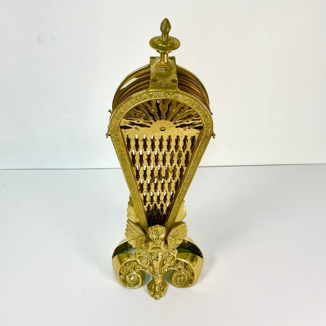 1920s Antique French Edwardian Brass Gargoyle Peacock Fireplace Screen For Sale - Image 13 of 18